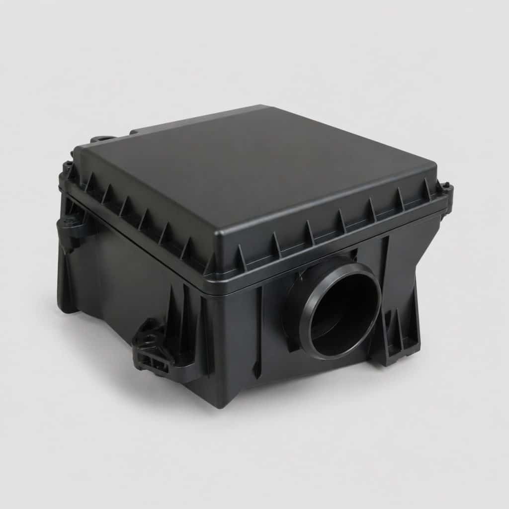 Boîtier de filtre à air en plastique moulé sur fond clair