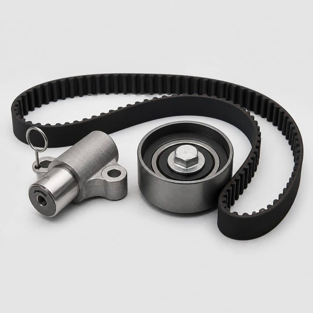 Kit de distribution avec tendeur hydraulique sur fond clair