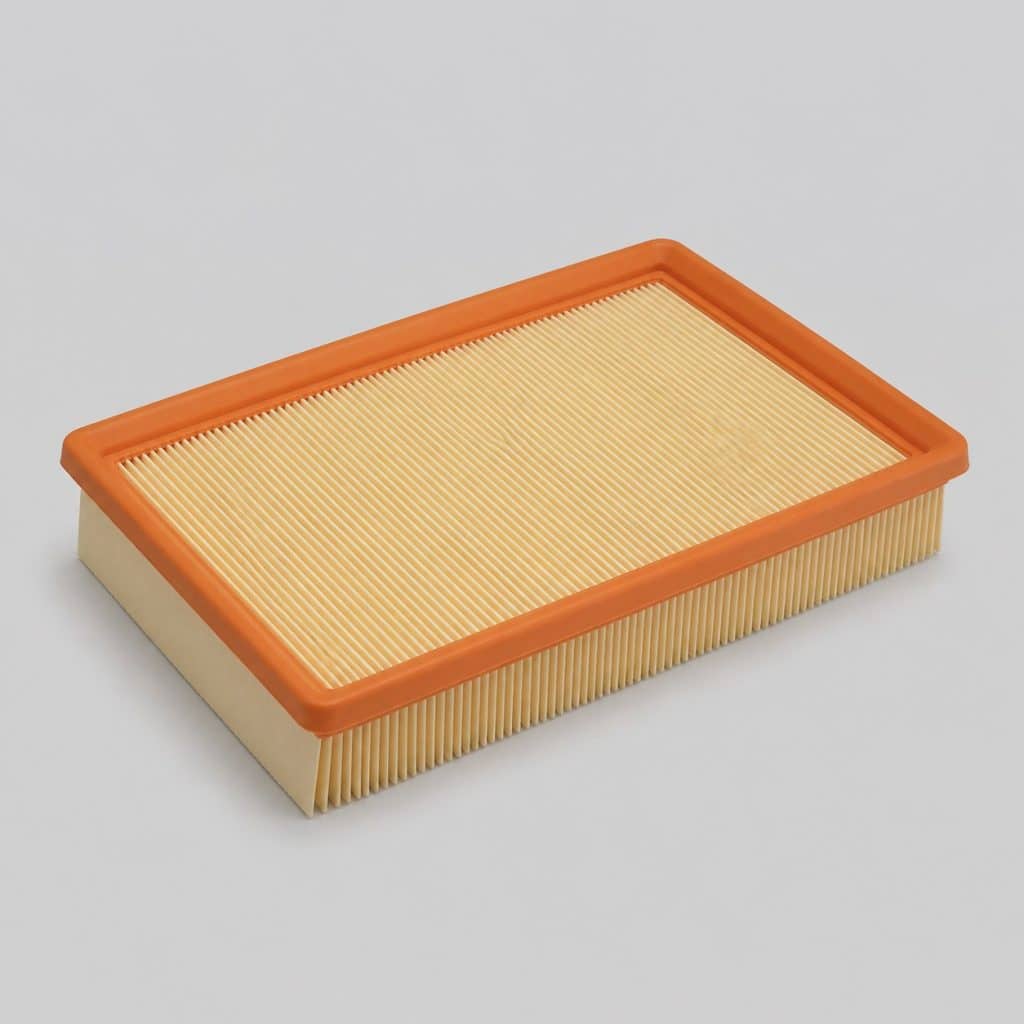 Filtre à air en papier au format cartouche sur fond clair