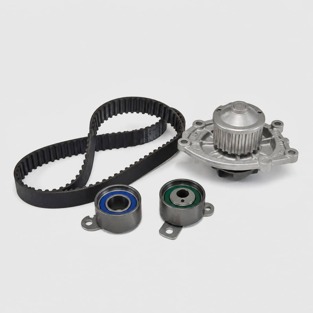 Kit de distribution complet avec pompe à eau sur fond clair