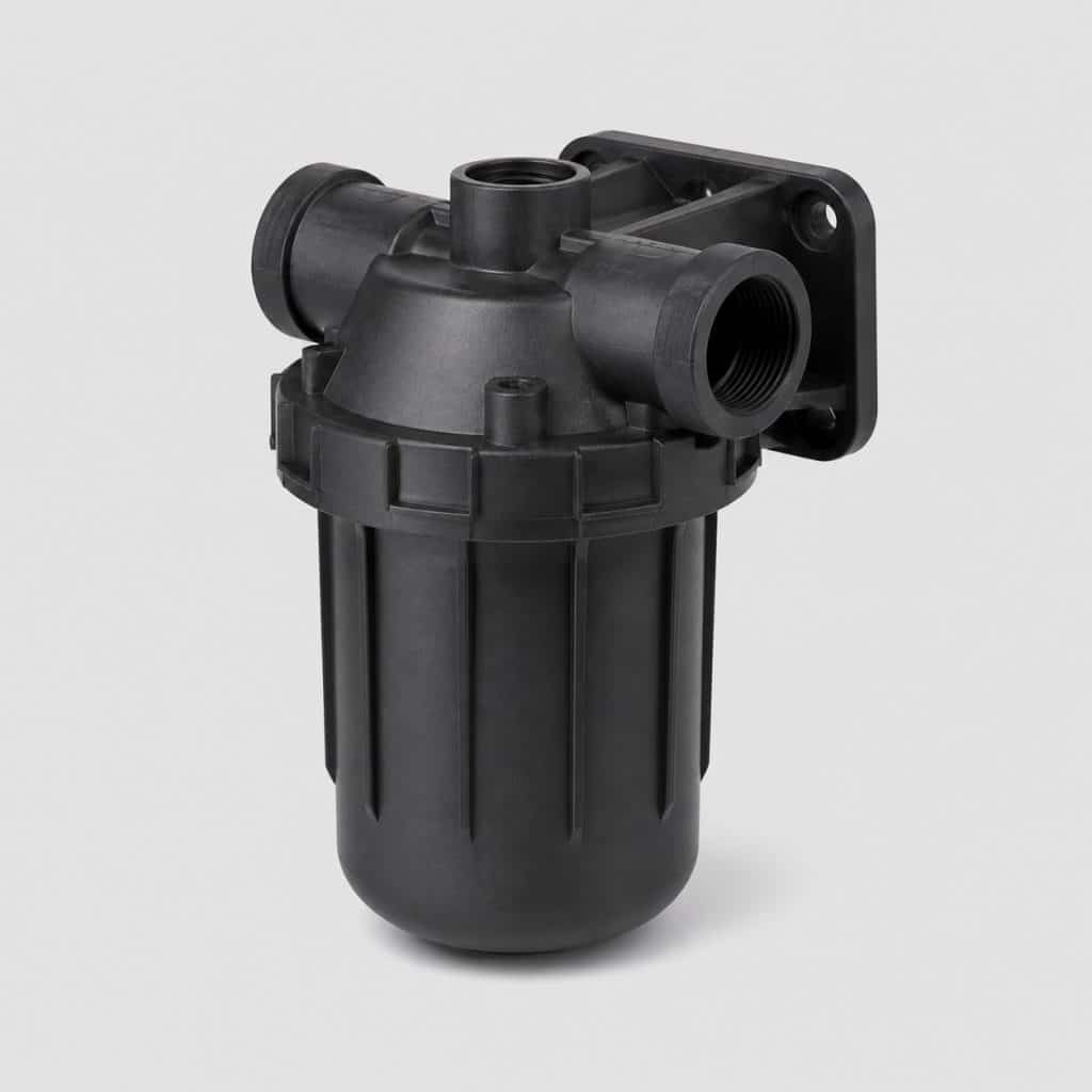 Boîtier support de filtre à carburant sur fond clair